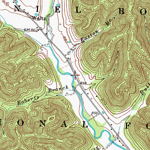Topographic Map of Easton Branch, KY