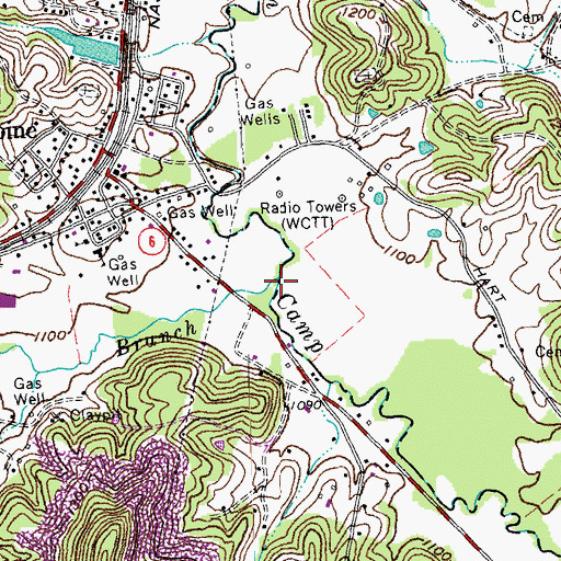 Topographic Map of Eaton Branch, KY