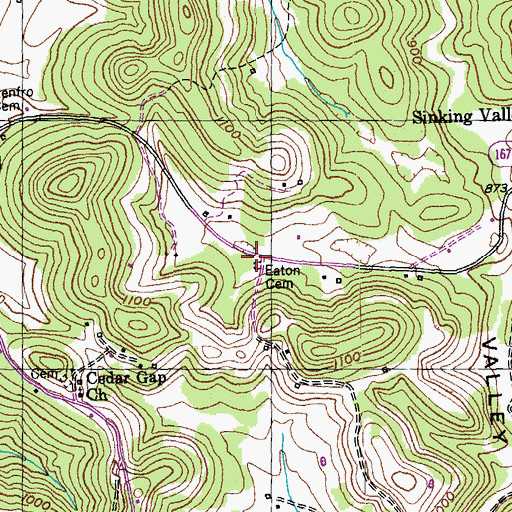 Topographic Map of Eaton Cemetery, KY
