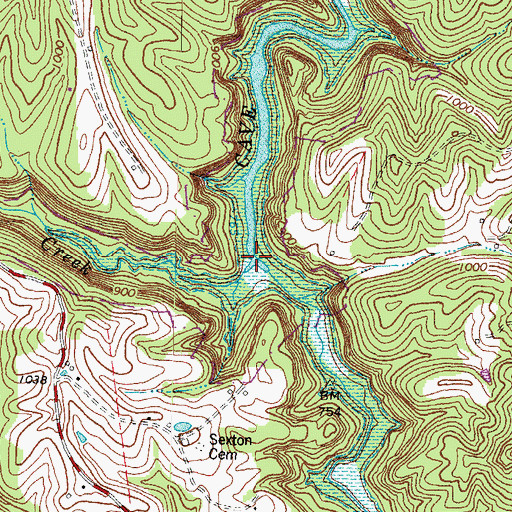 Topographic Map of Eaton Creek, KY