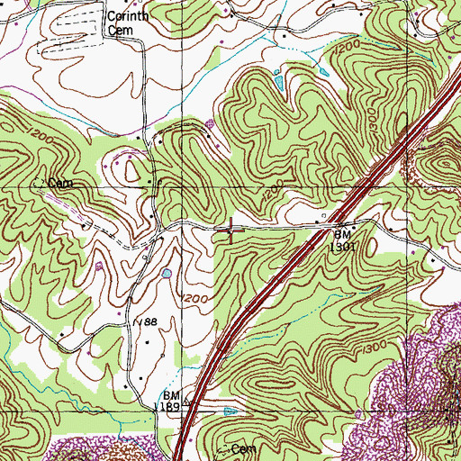 Topographic Map of Eatontown School, KY