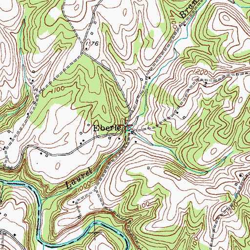 Topographic Map of Eberle, KY