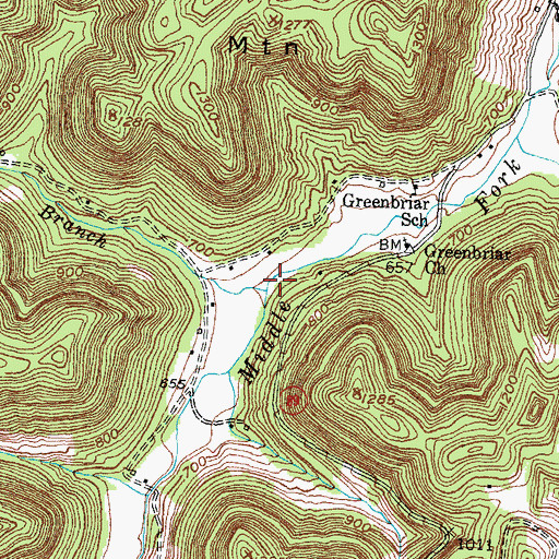 Topographic Map of Edwards Branch, KY
