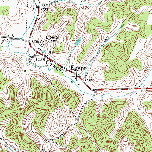 Topographic Map of Egypt, KY