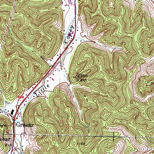 Topographic Map of Elam Cemetery, KY