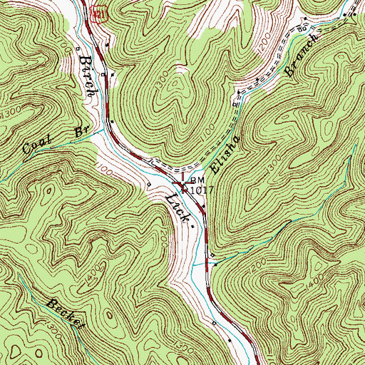 Topographic Map of Elisha Branch, KY