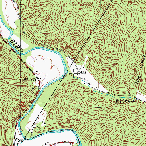 Topographic Map of Elisha Creek, KY