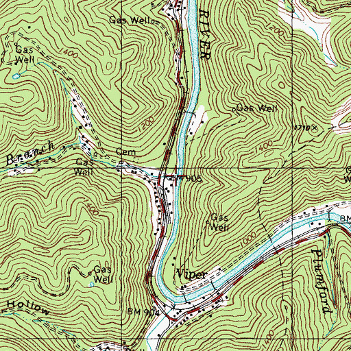 Topographic Map of Elk Branch, KY