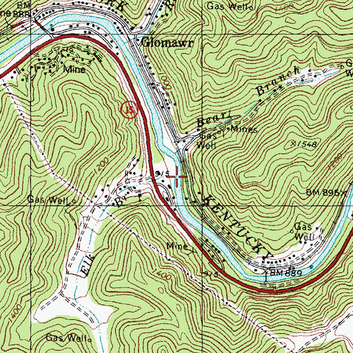 Topographic Map of Elk Branch, KY