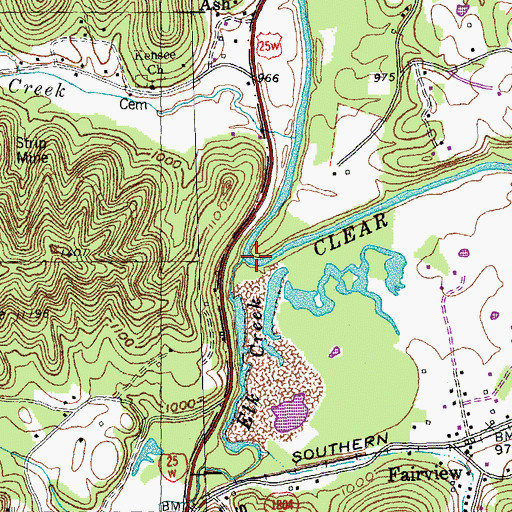 Topographic Map of Elk Creek, KY