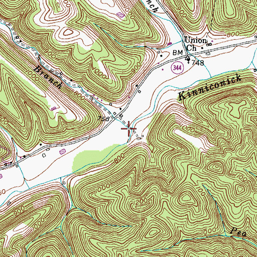 Topographic Map of Elk Lick Branch, KY