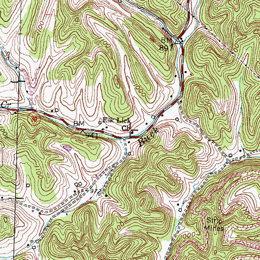 Topographic Map of Elk Lick Church, KY