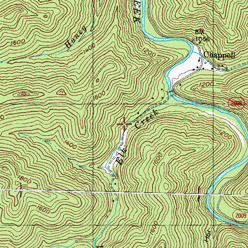 Topographic Map of Elk School, KY