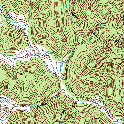 Topographic Map of Elkhorn Branch, KY