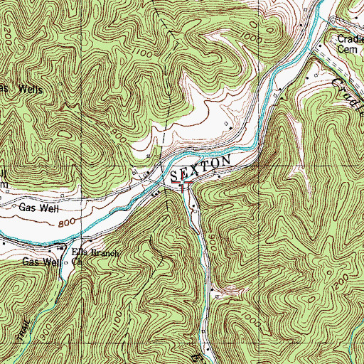 Topographic Map of Ells Branch School, KY