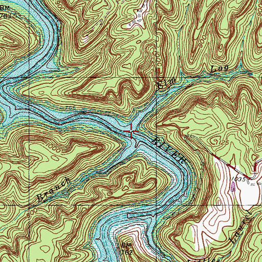 Topographic Map of Elm Log Branch, KY