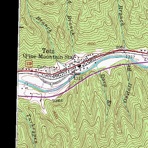 Topographic Map of Eloise Branch, KY