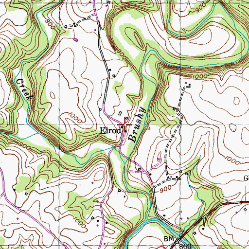 Topographic Map of Elrod, KY