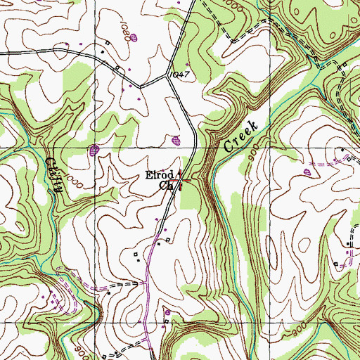 Topographic Map of Elrod Church, KY