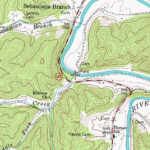 Topographic Map of Elsome Creek, KY