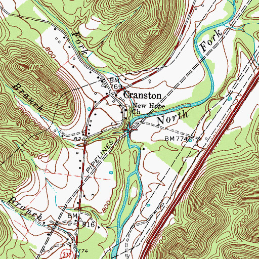 Topographic Map of Emory Branch, KY