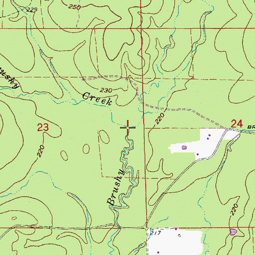 Topographic Map of Little Brushy Creek, AR