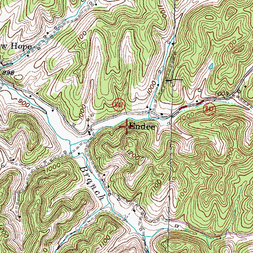 Topographic Map of Endee, KY