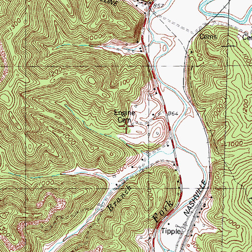 Topographic Map of Engine Cemetery, KY