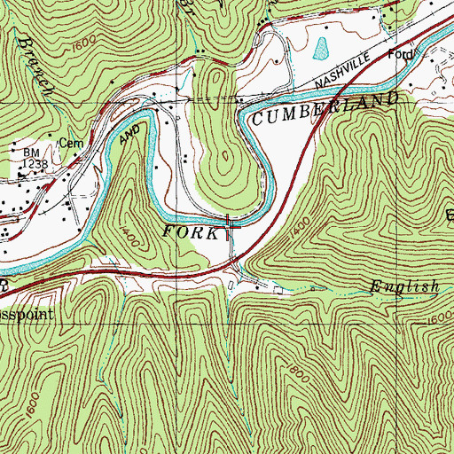 Topographic Map of English Creek, KY