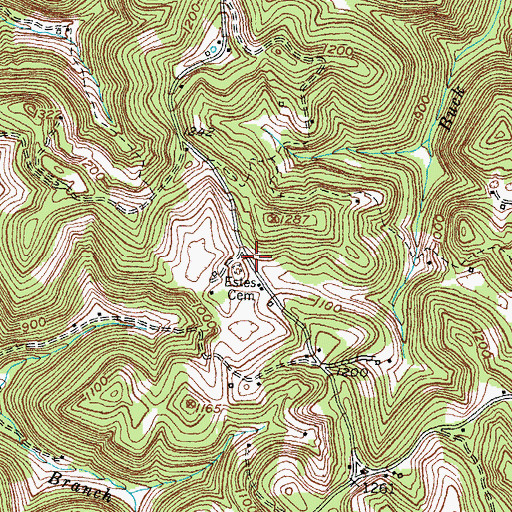 Topographic Map of Estes Cemetery, KY