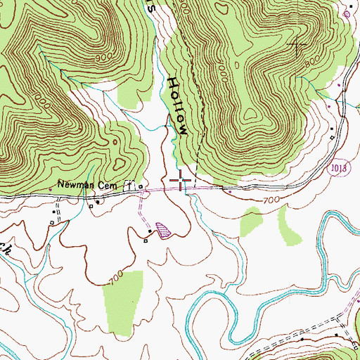 Topographic Map of Evans Hollow, KY