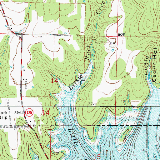 Topographic Map of Little Buck Creek, AR