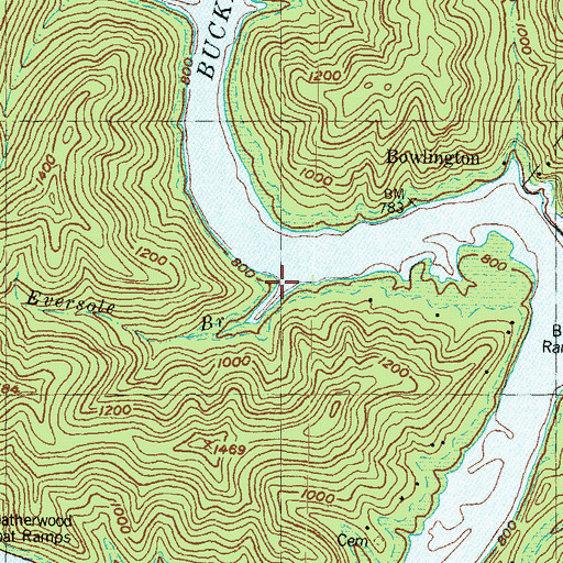 Topographic Map of Eversole Branch, KY