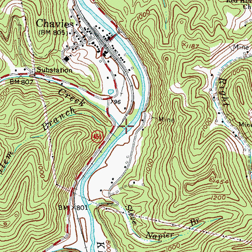 Topographic Map of Eversole Creek, KY