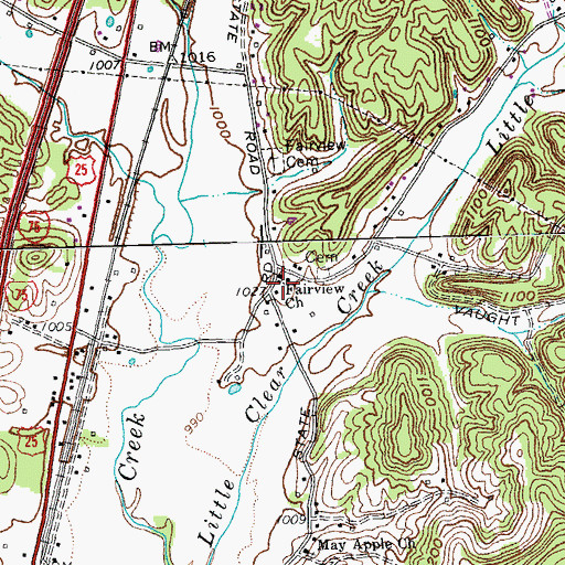 Topographic Map of Fairview Church, KY