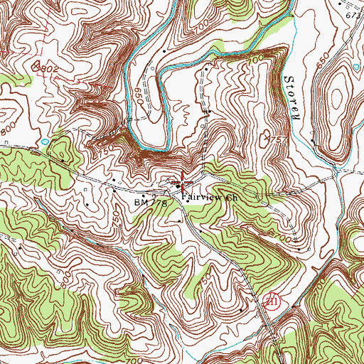 Topographic Map of Fairview Church, KY