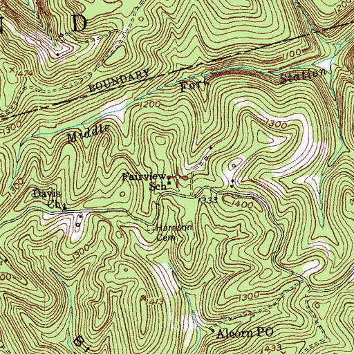Topographic Map of Fairview School, KY
