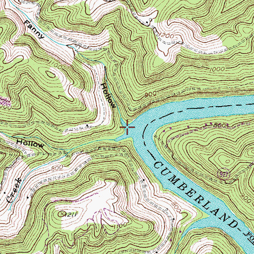 Topographic Map of Fanny Hollow, KY