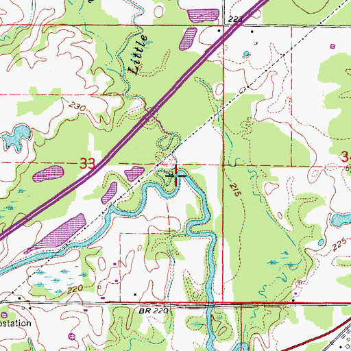 Topographic Map of Little Cane Creek, AR