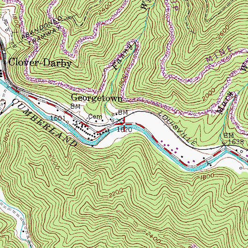 Topographic Map of Fanny Wynn Branch, KY