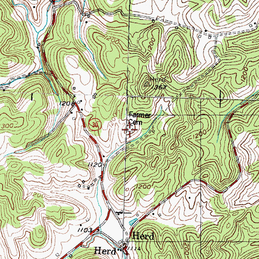 Topographic Map of Farmer Cemetery, KY