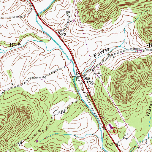 Topographic Map of Farris Branch, KY