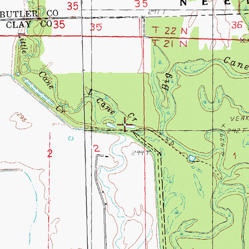 Topographic Map of Little Cane Creek, AR