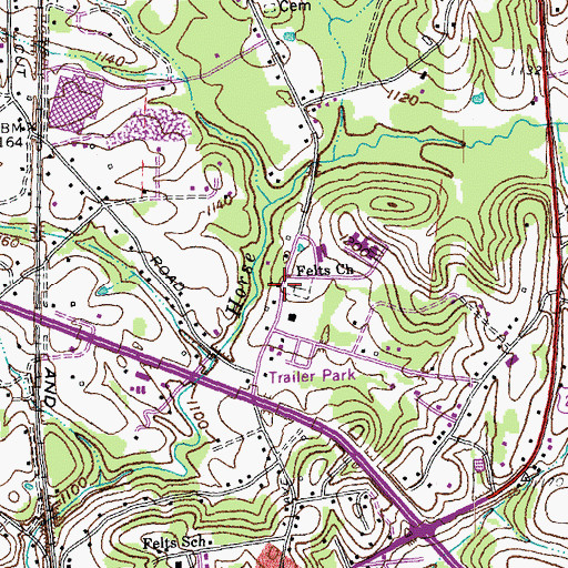 Topographic Map of Felts Chapel Methodist Church, KY