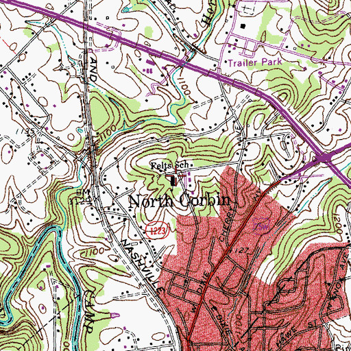 Topographic Map of Felts Chapel School, KY