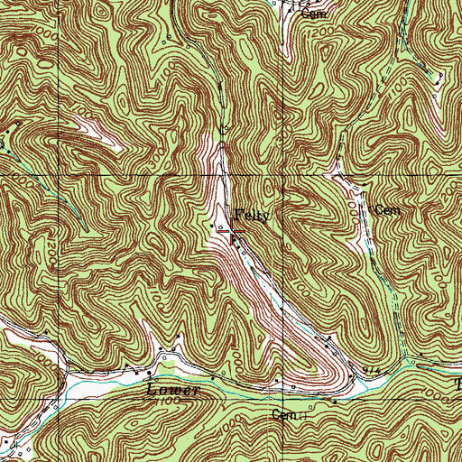 Topographic Map of Felty, KY