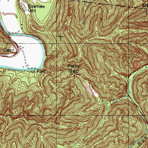 Topographic Map of Felty Gap, KY