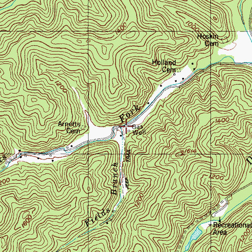 Topographic Map of Fields Branch, KY