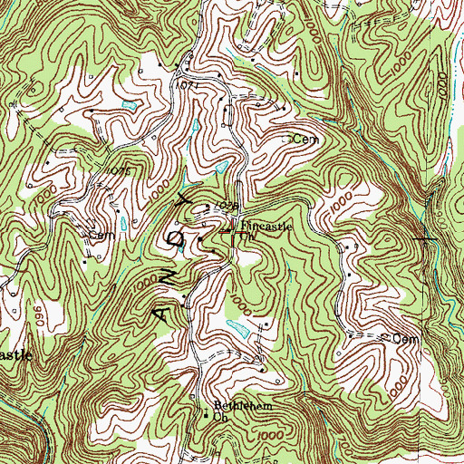 Topographic Map of Fincastle Church, KY
