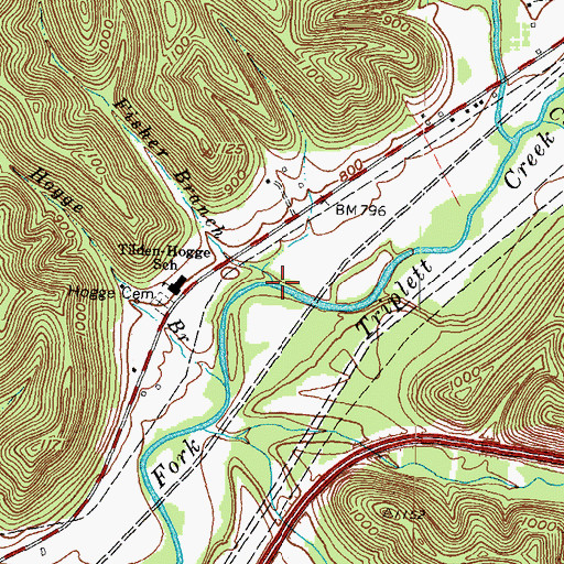 Topographic Map of Fisher Branch, KY